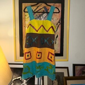 Hand-painted art dress with glitter details—colorful, creative, one-of-a-kind